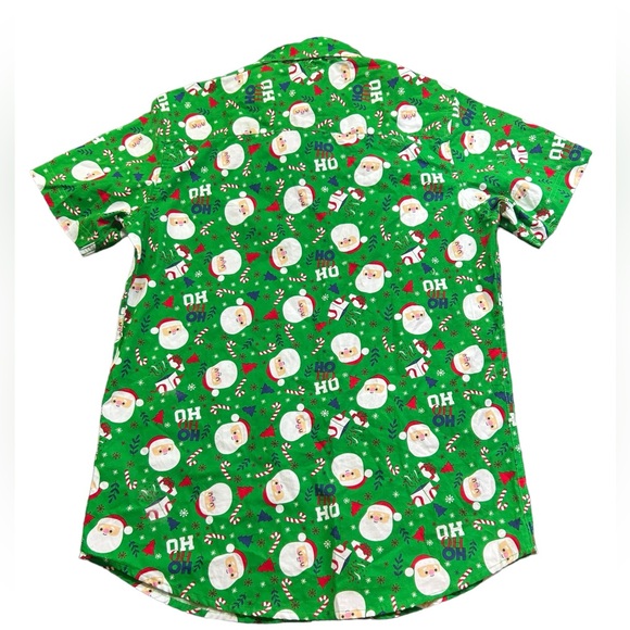 RUGBY UNIVERSITY men’s ugly Christmas button up dress shirt Santa pattern NWT - Picture 5 of 7